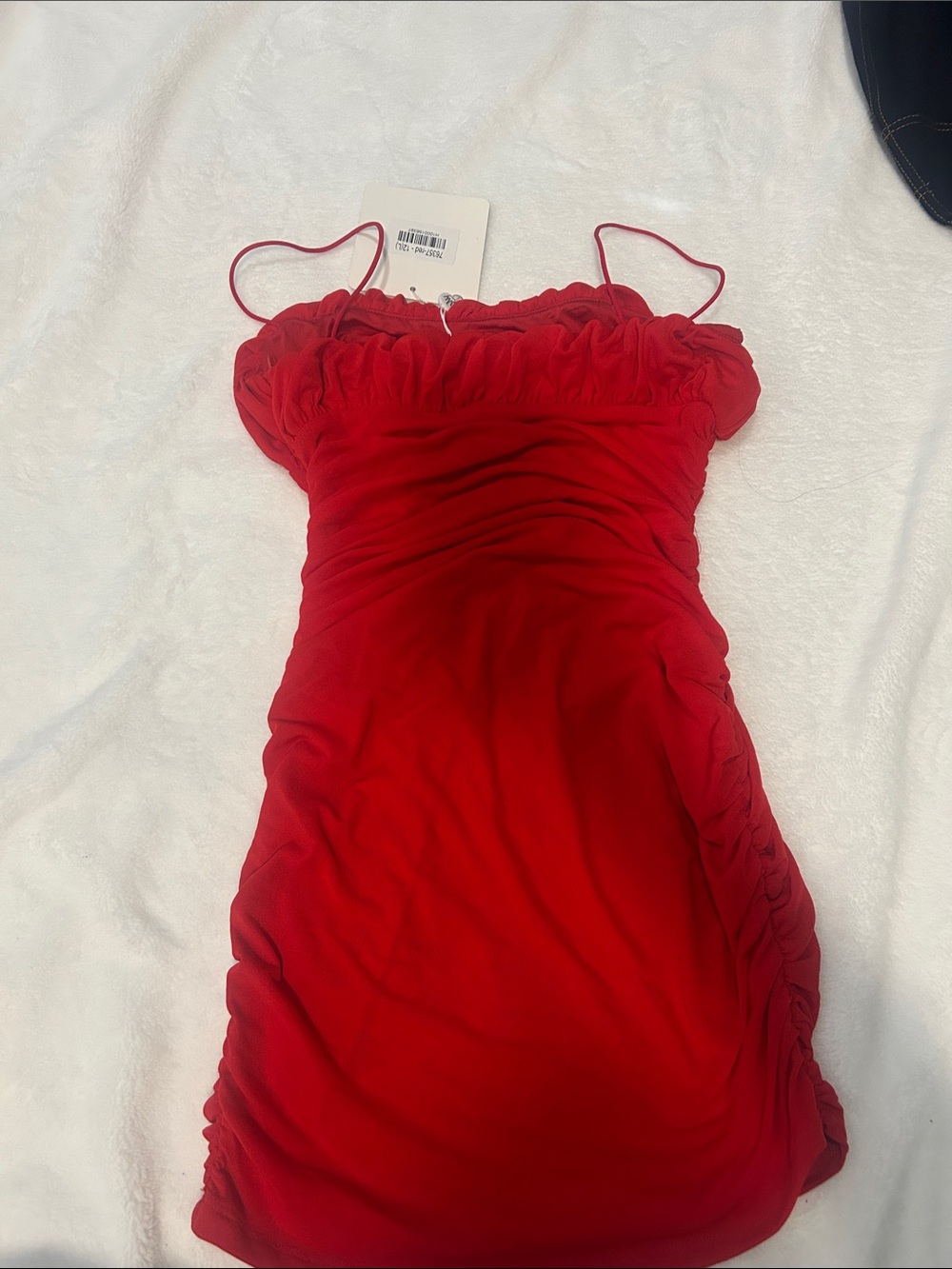 Hello Molly Red Ruched Spaghetti Strap Mini Dress - Picture 3 of 3